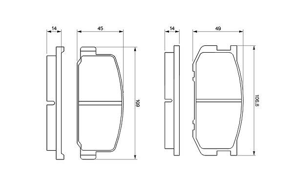 Bosch Bremsbelagsatz, Scheibenbremse [Hersteller-Nr. 0986468541] für Toyota, Daihatsu