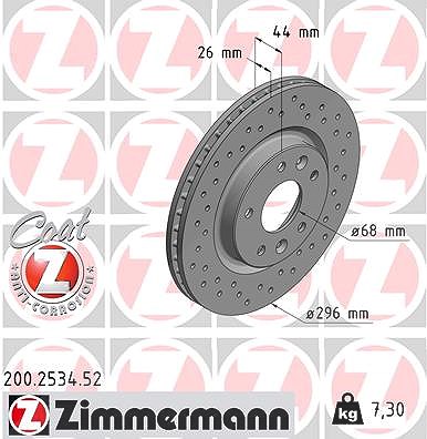 Zimmermann Bremsscheibe [Hersteller-Nr. 200.2534.52] für Renault, Nissan