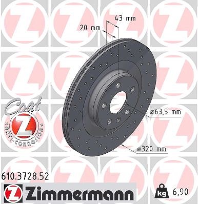 Zimmermann Bremsscheibe [Hersteller-Nr. 610.3728.52] für Polestar, Volvo