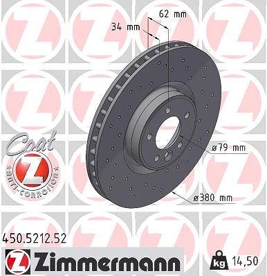 Zimmermann 1x Bremsscheibe [Hersteller-Nr. 450.5212.52] für Land Rover