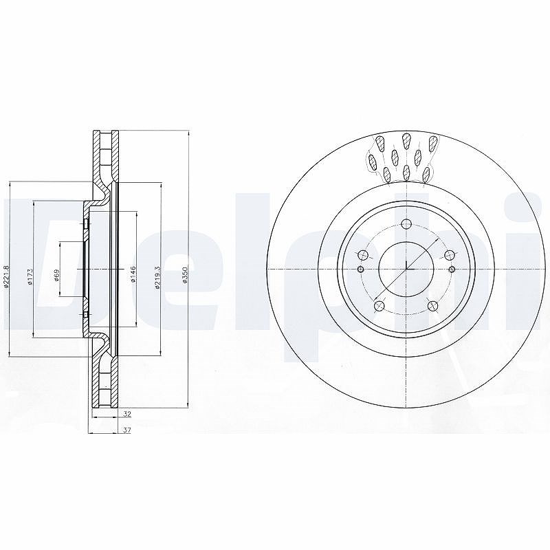 Delphi 1x Bremsscheibe [Hersteller-Nr. BG9072C] für Mitsubishi