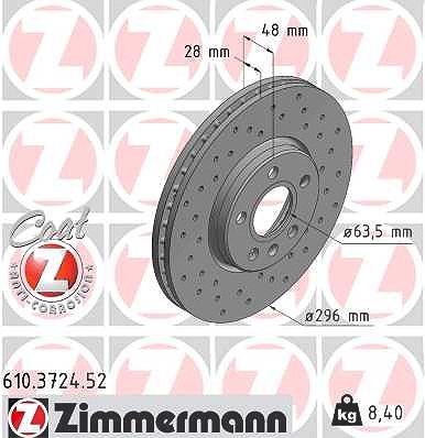 Zimmermann Bremsscheibe [Hersteller-Nr. 610.3724.52] für Volvo