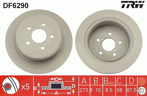 Trw Bremsscheibe [Hersteller-Nr. DF6290] für Subaru