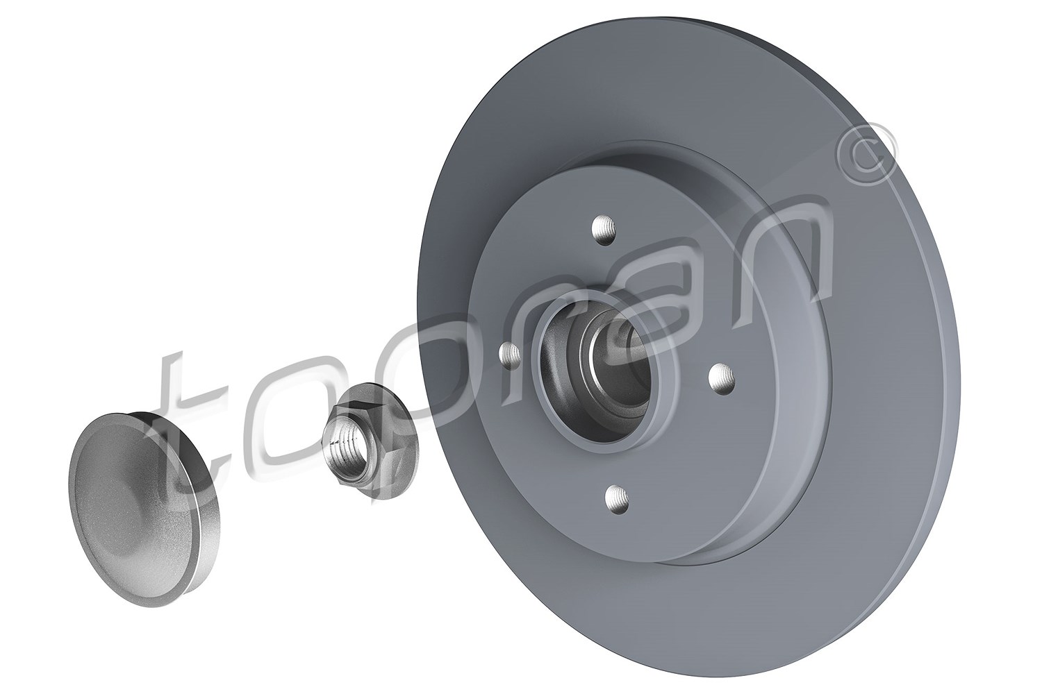 Topran Bremsscheibe Hinten Voll mit Radlager [Hersteller-Nr. 722600] für Peugeot, Ds, Citroën