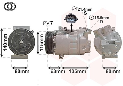 Van Wezel Kompressor, Klimaanlage [Hersteller-Nr. 4300K486] für Opel, Fiat, Renault, Nissan