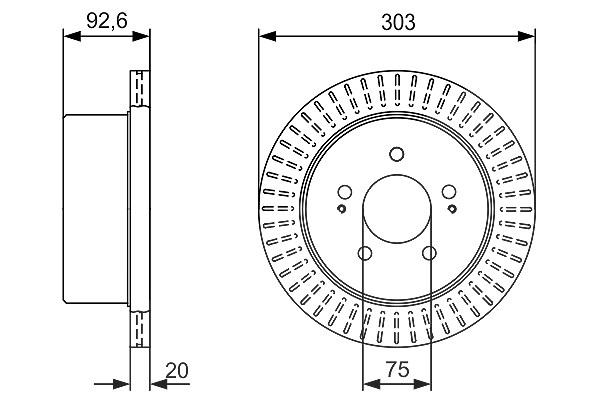 Bosch 1x Bremsscheibe [Hersteller-Nr. 0986479V26] für Hyundai