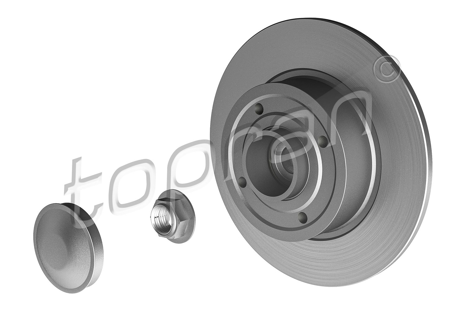 Topran 1x Bremsscheiben hinten+Radlager+ABS Ring [Hersteller-Nr. 700650] für Renault