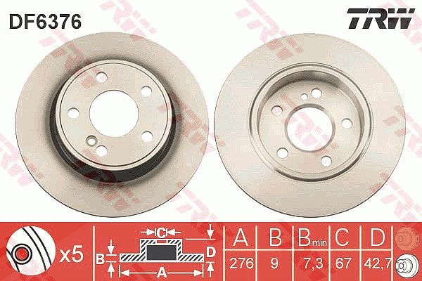 Trw Bremsscheibe [Hersteller-Nr. DF6376] für Mercedes-Benz