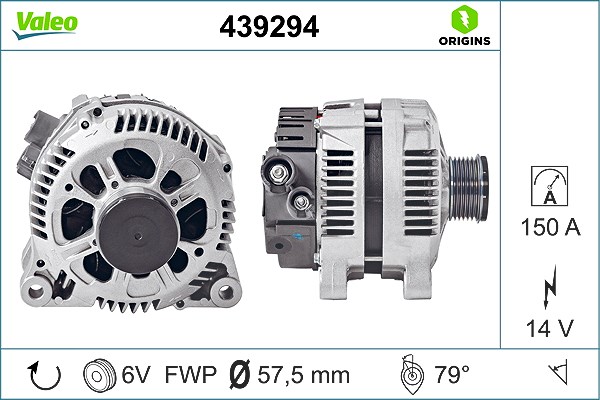 Valeo Generator [Hersteller-Nr. 439294] für Peugeot, Fiat, Lancia, Suzuki, Citroën