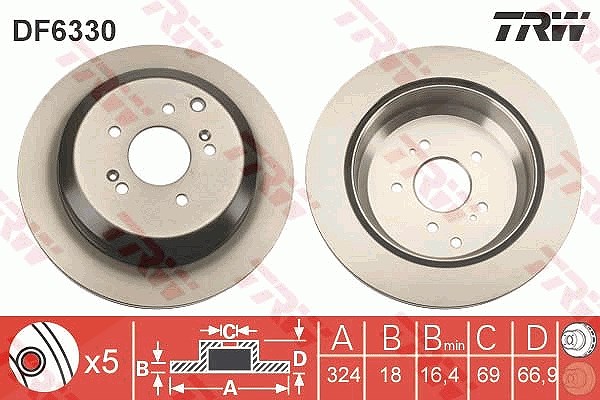 Trw Bremsscheibe [Hersteller-Nr. DF6330] für Hyundai