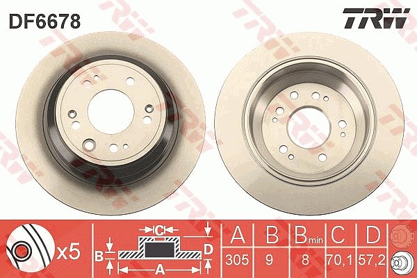 Trw Bremsscheibe [Hersteller-Nr. DF6678] für Honda