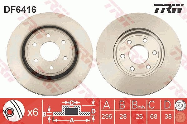 Trw Bremsscheibe [Hersteller-Nr. DF6416] für Nissan