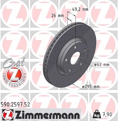 Zimmermann Bremsscheibe [Hersteller-Nr. 590.2597.52] für Toyota