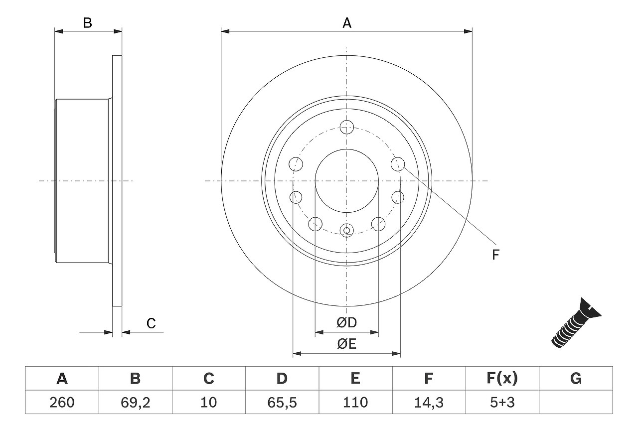 Bosch Bremsscheibe Hinterachse Voll [Hersteller-Nr. 0986478430] für Vauxhall, Saab, Opel