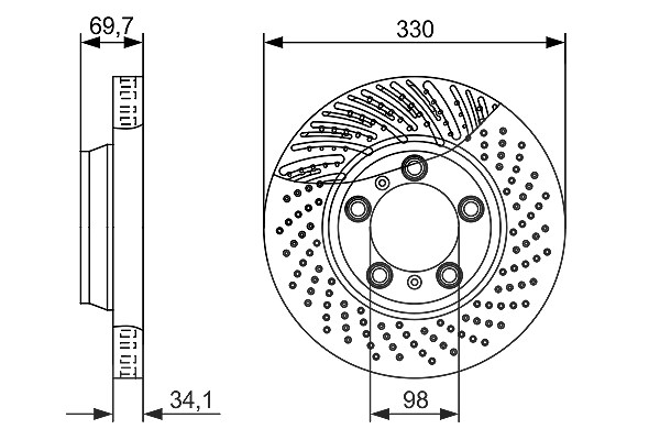Bosch 1x Bremsscheibe [Hersteller-Nr. 0986479580] für Porsche