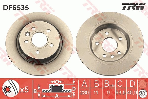 Trw Bremsscheibe [Hersteller-Nr. DF6535] für Volvo