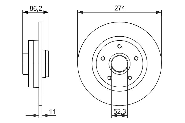 Bosch Bremsscheibe Hinterachse Voll [Hersteller-Nr. 0986479682] für Renault
