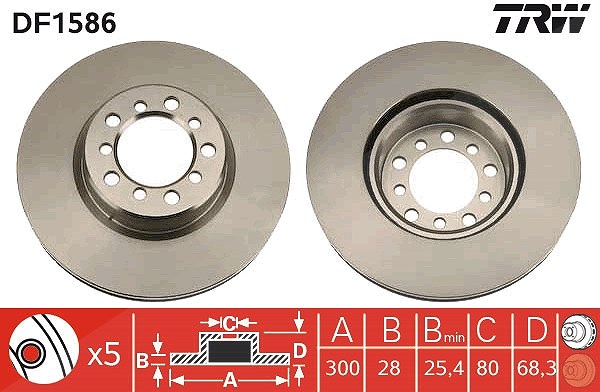 Trw Bremsscheibe [Hersteller-Nr. DF1586] für Mercedes-Benz