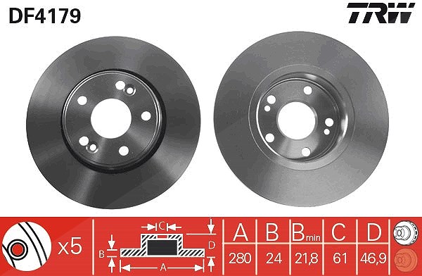 Trw Bremsscheibe [Hersteller-Nr. DF4179] für Renault