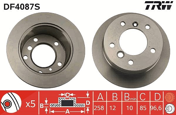 Trw 1x Bremsscheibe [Hersteller-Nr. DF4087S] für Mercedes-Benz, VW