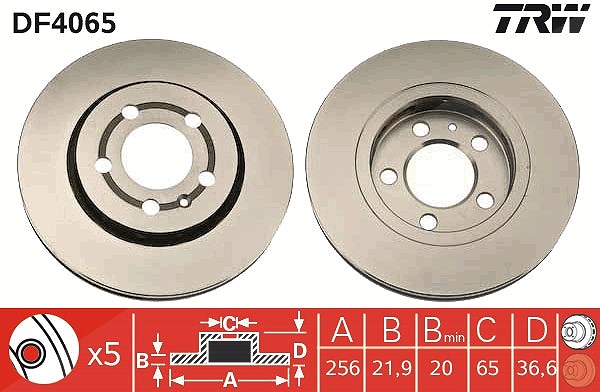 Trw Bremsscheibe [Hersteller-Nr. DF4065] für VW, Seat, Audi, Skoda