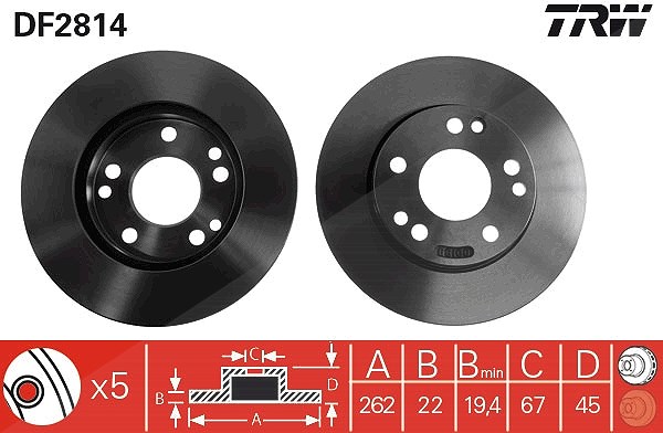 Trw Bremsscheibe [Hersteller-Nr. DF2814] für Mercedes-Benz