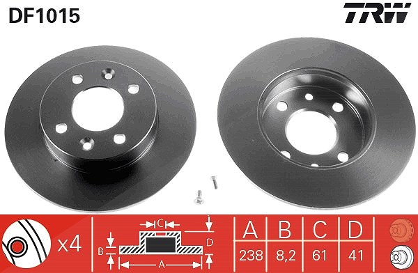 Trw Bremsscheibe [Hersteller-Nr. DF1015] für Renault