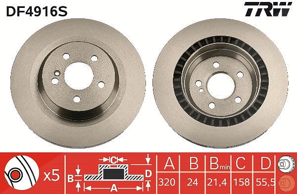 Trw 1x Bremsscheibe [Hersteller-Nr. DF4916S] für Mercedes-Benz