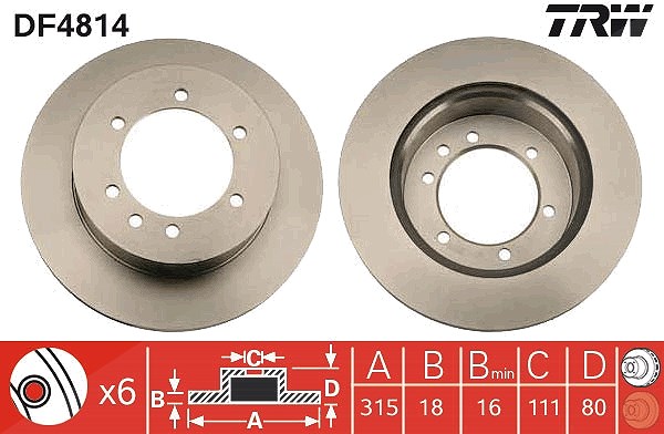 Trw Bremsscheibe [Hersteller-Nr. DF4814] für Nissan