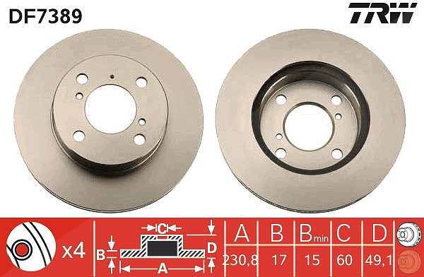 Trw Bremsscheibe [Hersteller-Nr. DF7389] für Suzuki