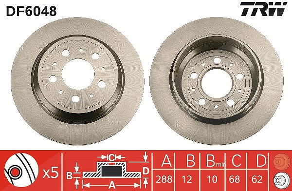 Trw Bremsscheibe [Hersteller-Nr. DF6048] für Volvo