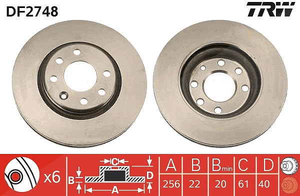 Trw Bremsscheibe [Hersteller-Nr. DF2748] für Volvo