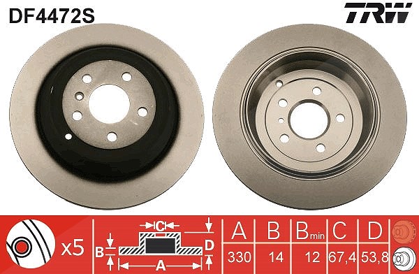 Trw 1x Bremsscheibe [Hersteller-Nr. DF4472S] für Mercedes-Benz