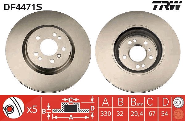 Trw 1x Bremsscheibe [Hersteller-Nr. DF4471S] für Mercedes-Benz