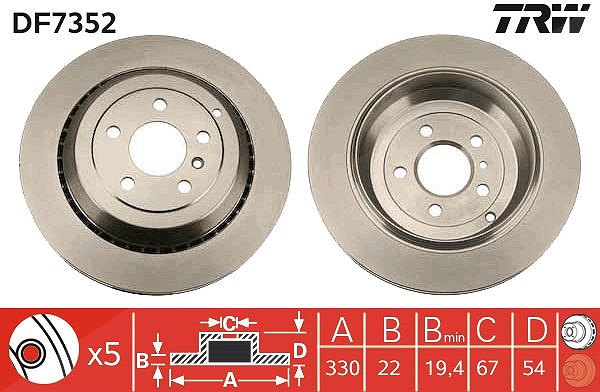 Trw Bremsscheibe [Hersteller-Nr. DF7352] für Mercedes-Benz