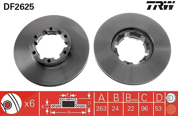 Trw Bremsscheibe [Hersteller-Nr. DF2625] für Nissan