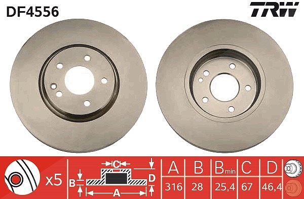 Trw Bremsscheibe [Hersteller-Nr. DF4556] für Mercedes-Benz