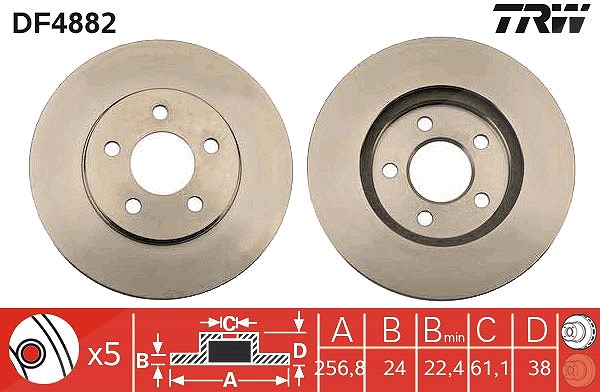 Trw Bremsscheibe [Hersteller-Nr. DF4882] für Chrysler