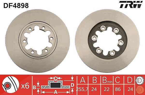 Trw Bremsscheibe Vorderachse Belüftet [Hersteller-Nr. DF4898] für Mazda, Ford