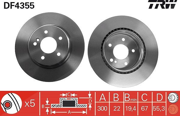 Trw Bremsscheibe [Hersteller-Nr. DF4355] für Mercedes-Benz