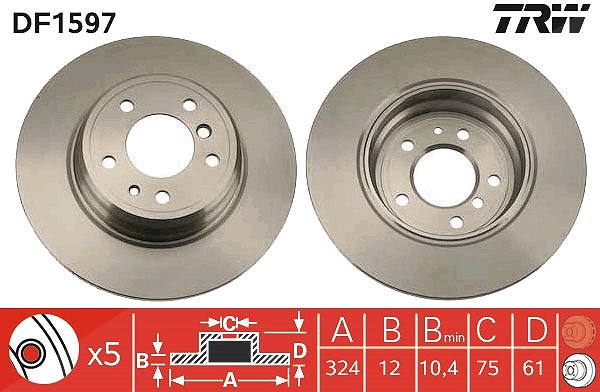 Trw Bremsscheibe [Hersteller-Nr. DF1597] für BMW
