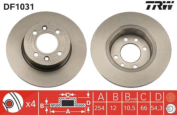 Trw Bremsscheibe [Hersteller-Nr. DF1031] für Renault