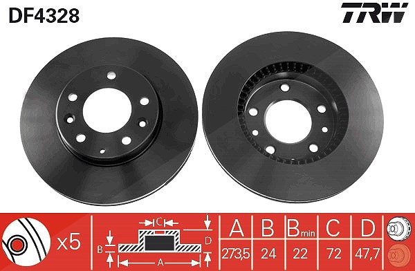 Trw Bremsscheibe [Hersteller-Nr. DF4328] für Mazda