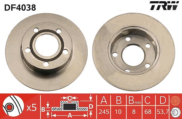 Trw Bremsscheibe [Hersteller-Nr. DF4038] für Audi