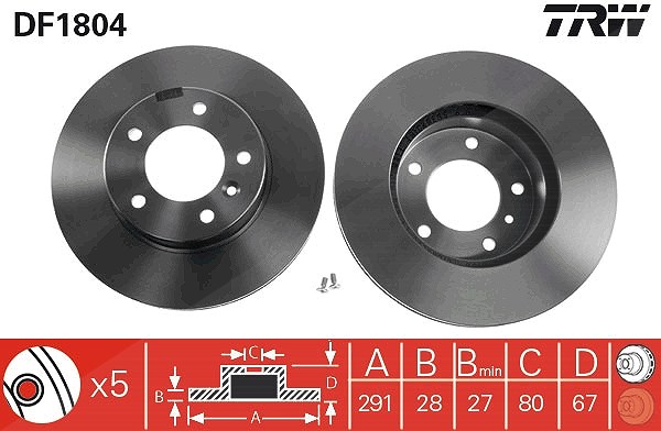 Trw Bremsscheibe [Hersteller-Nr. DF1804] für Daimler, Jaguar