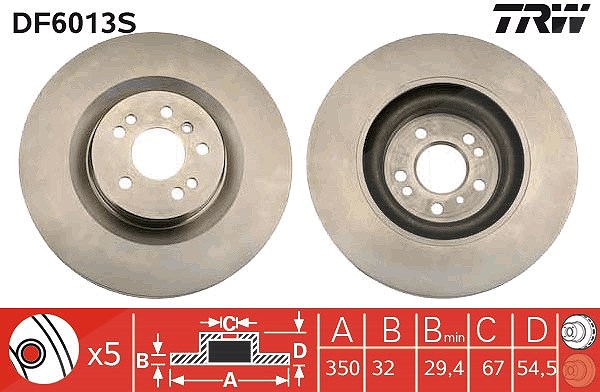 Trw 1x Bremsscheibe Vorderachse Belüftet [Hersteller-Nr. DF6013S] für Mercedes-Benz