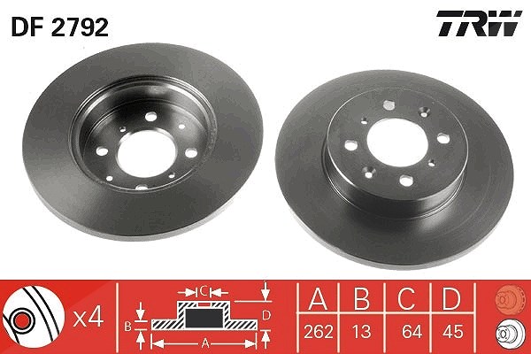 Trw Bremsscheibe Vorderachse Voll [Hersteller-Nr. DF2792] für Rover, Mg