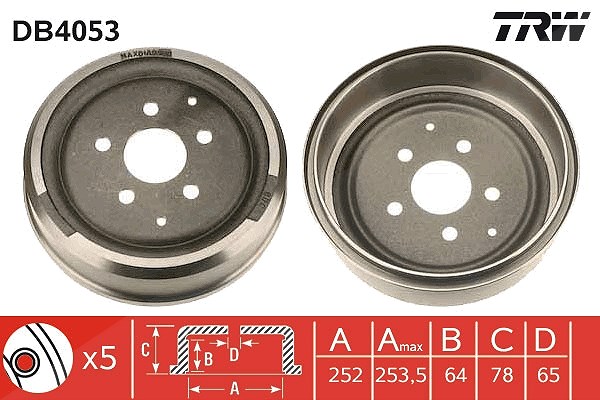 Trw Bremstrommel [Hersteller-Nr. DB4053] für VW