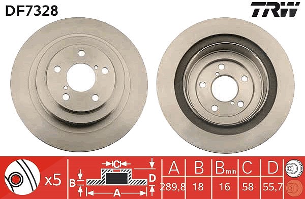Trw Bremsscheibe [Hersteller-Nr. DF7328] für Subaru