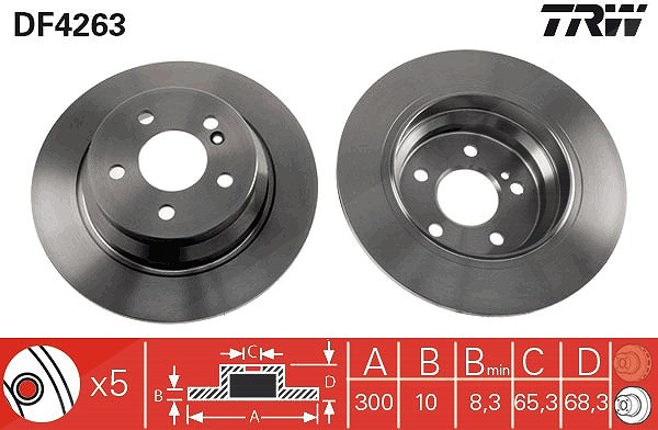 Trw Bremsscheibe Hinterachse Voll [Hersteller-Nr. DF4263] für Mercedes-Benz